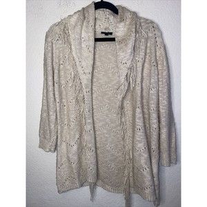 Cupio Western Knit Fringe Womens Open Front Waterfall Cardigan  Sweater Medium